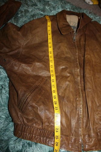 Cap West Leather Jacket Mens Vintage Brown Motorcycle Biker Coat XL Retro Cool - Picture 8 of 12