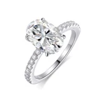 4.5CT Oval Moissanite Half Eternity Ring Wedding Band 18K White Gold Plated