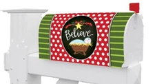 Christmas Believe Baby Jesus Manger Magnetic Mailbox Cover Only