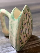 Multi-colored Vintage 1974 hand painted folk art "floral"  tooth pick holder 