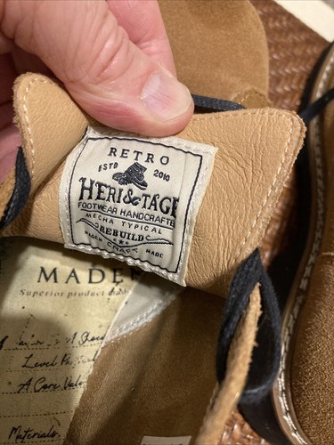 Monkey Boots by Retro Heritage 7.5 US Suede Tan Mod Grafter Martens Style Low - Picture 8 of 13