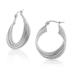 EDFORCE Stainless Steel Silver-Tone Womens Multi-Bangle Dangle Earrings