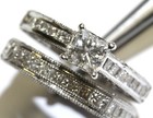 14k white gold 2.28ct clarity enhanced diamond engagement ring wedding band set — photo 9