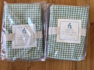 New Pottery Barn Kids Sabrina Basket Liner Small Green Gingham Set