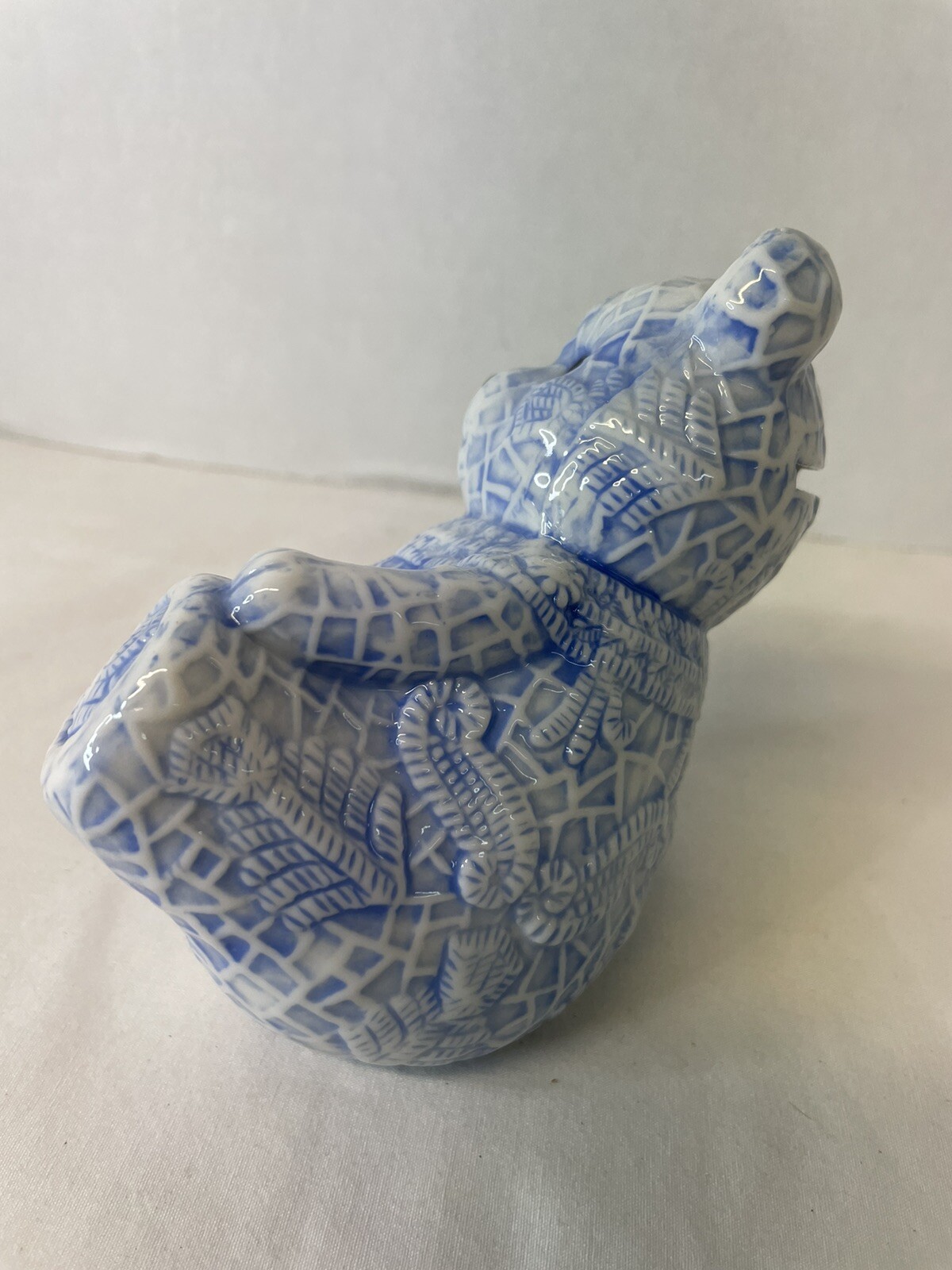 Blue & White Reclining Teddy Bear Piggy Bank Childs Nursery