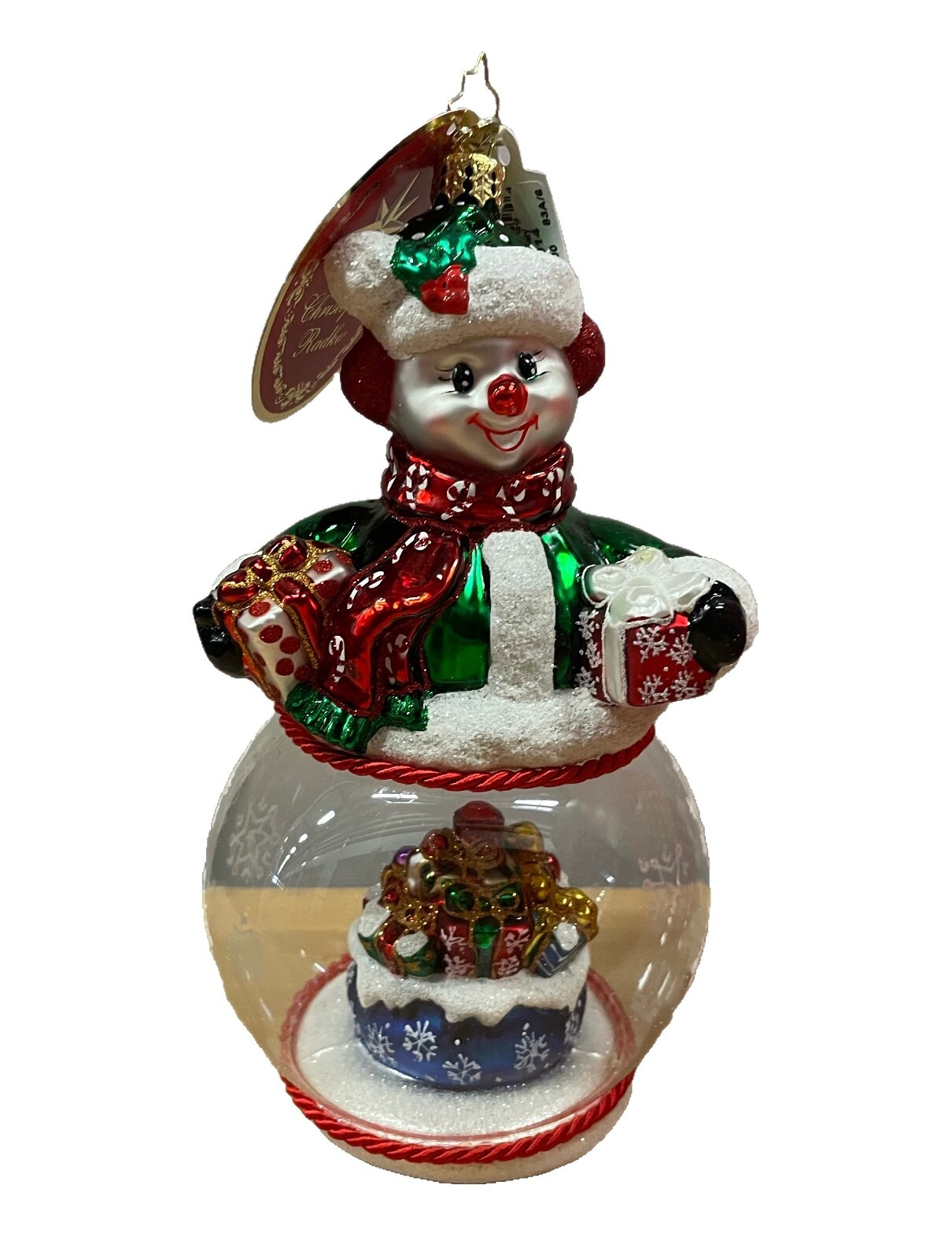 Christopher Radko Chilly and Cheery Globe Snowman Christmas Ornament- New
