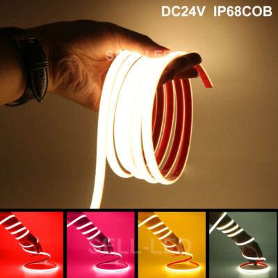 IP68 Waterproof High Density 320LED/m Flexible COB LED Tape Neon Light White 24V