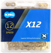 KMC X12 Gold Ti-N 12-Speed Bike Chain 126L fits SRAM GX NX Eagle 12sp Road / MTB