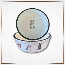 Cat Bowl Standard Ceramic Watercolor High Quality Unique Cat Plate