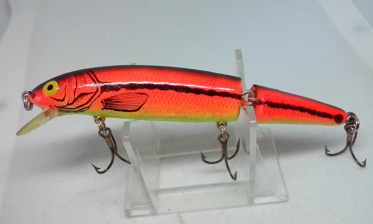 Vtg Bomber Jointed Long A Orange/Chart 15A 4.5 15J Screwtail Jerkbait fish  Lure