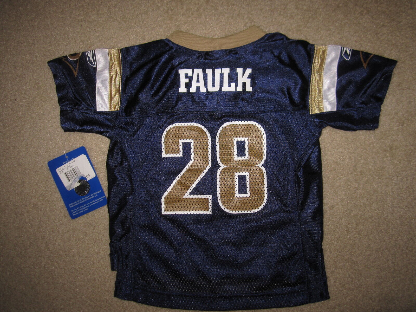 Marshall Faulk #28 St. Louis Rams Reebok NFL Jersey Toddler 2T NEW CUTE Tani, 100% nowy