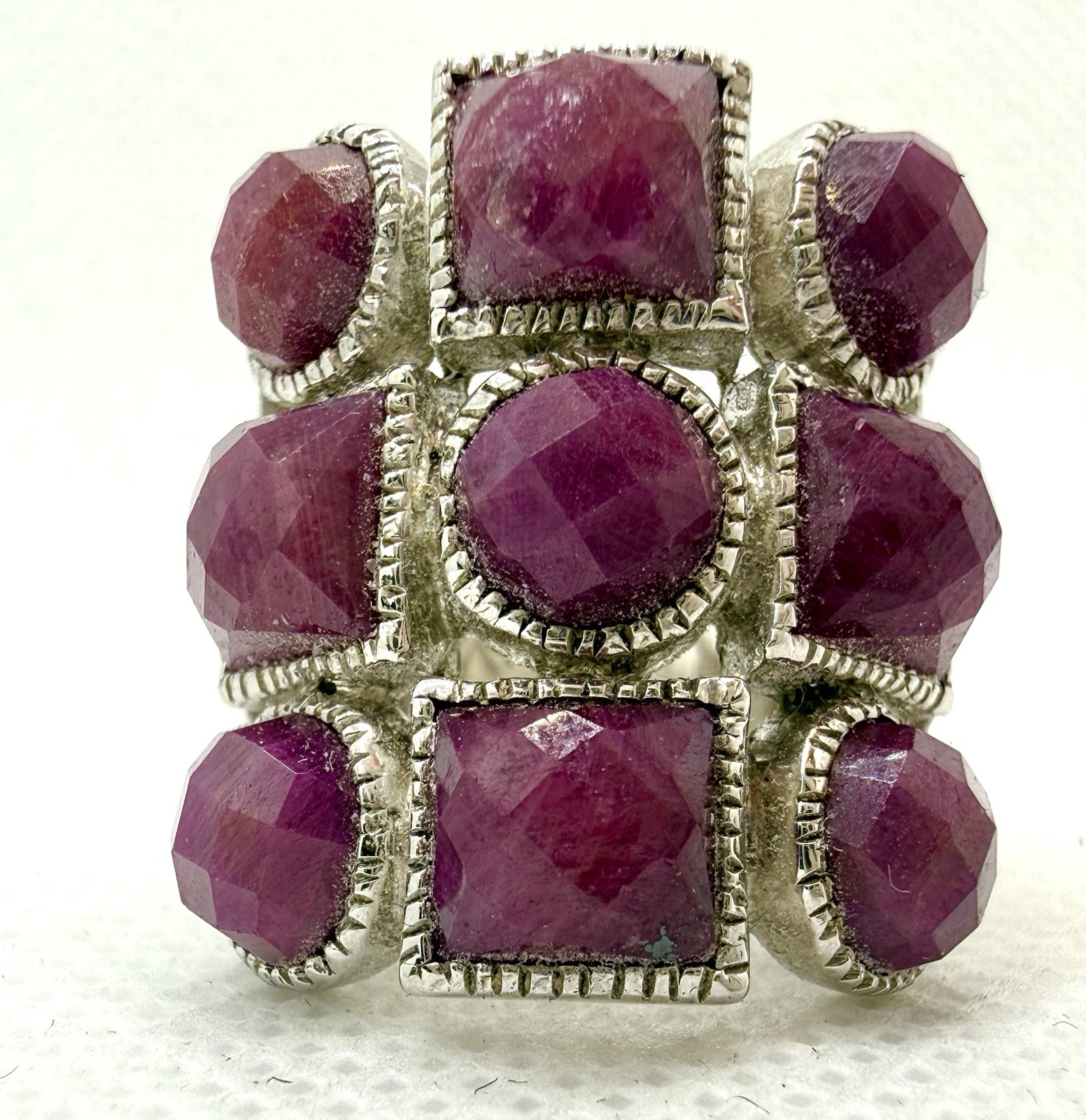 Sterling Silver Ring 925 Red Purple Ruby Boho Sz … - image 3