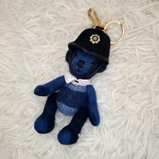 Burberry Thomas Bear Police Cashmere Keyring Blue Check Charm Logo