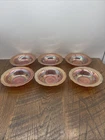 Federal Normandie Lattice & Bouquet Marigold Iridescent Glass 5" Berry Bowls (6)