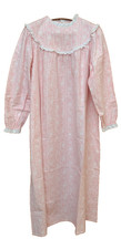 Lanz of Salzburg Flannel Nightgown Women Large Pink Floral Eyelet EUC Vtg USA