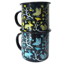 BY MEXICO Mexican Designs Pocillo de Peltre Duo - Enamel Mugs, 12 oz.
