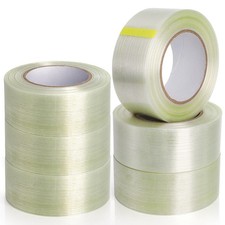 6 Rolls Filament Strapping Tape, 2'' X 60Yds X 5.5Mil Reinforced Fiberglass Tape