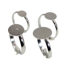 30/60pcs Silver Tone Metal Adjustable Ring With Blanks Glue On Pads for Cabochon