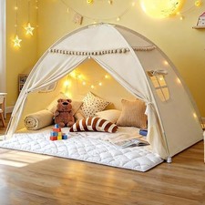 Bed Tent Twin Size for Girls  Boys - Indoor Privacy Toddler Twin Beige