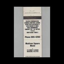 Matchbook Cover Madison Square Motel Madison TN