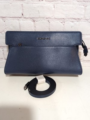Mandarina Duck Navy Blue Saffiano Leather Structured Bag Italy Design NWOT