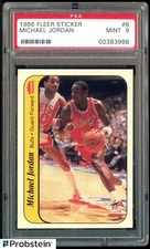 1986-87 Fleer Sticker Basketball #8 Michael Jordan RC Rookie HOF PSA 9 MINT