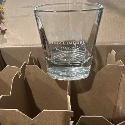 Jack Daniels Square Embossed Single Barrel Whiskey Lowball Rock Glasses