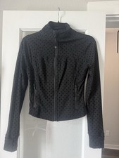 Lululemon Black Polka Dot Cropped Zip Jacket Women's Size 6 Activewear