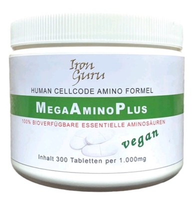 Mega Amino Plus, 100% BIOVERFÜGBARE Essentielle Aminosäuren, Iron Guru, 300 Tabl