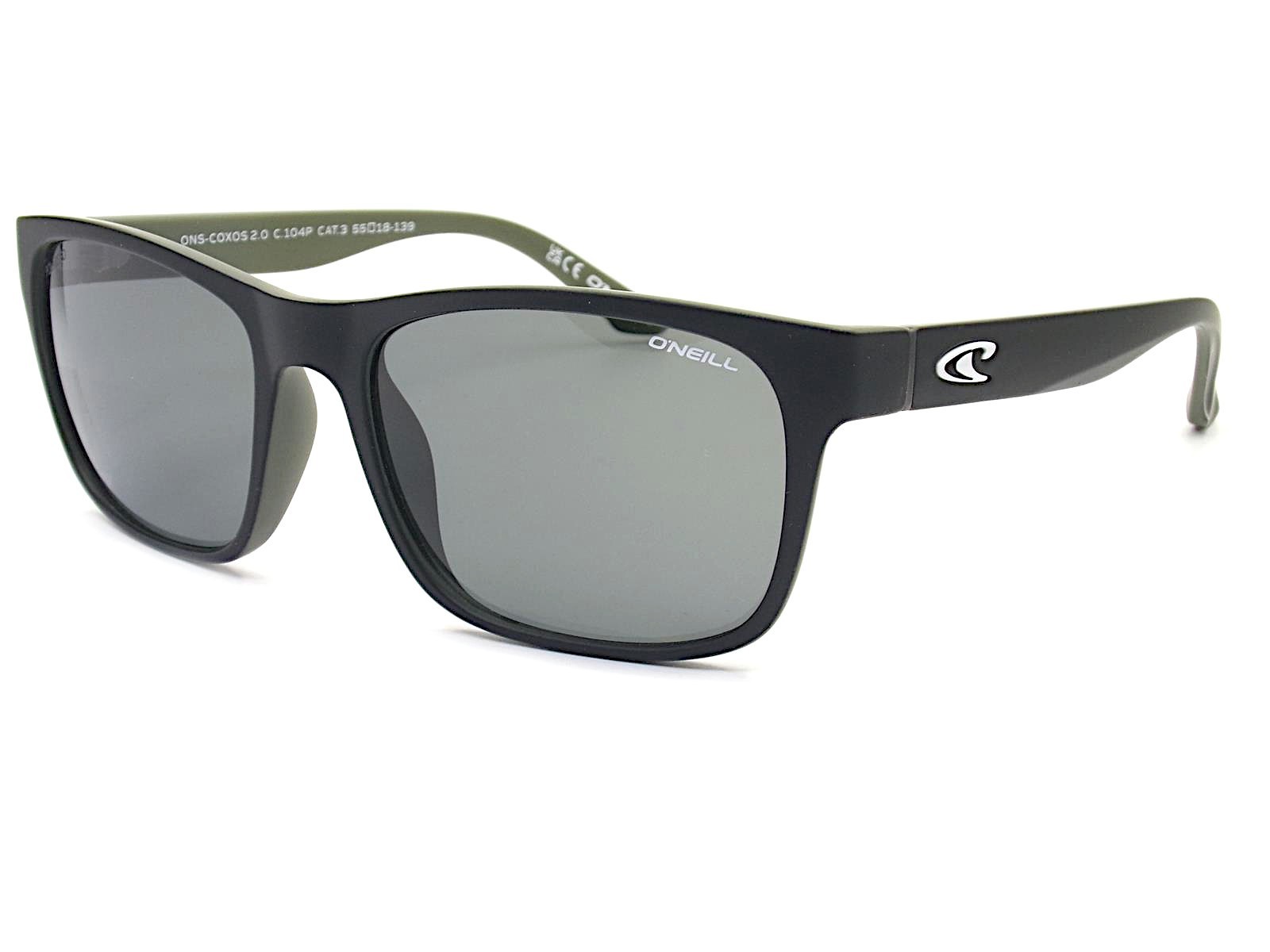 O'Neill Polarized Sunglasses Coxos 2.0 Black over Khaki w/ Grey AR Lenses 104P