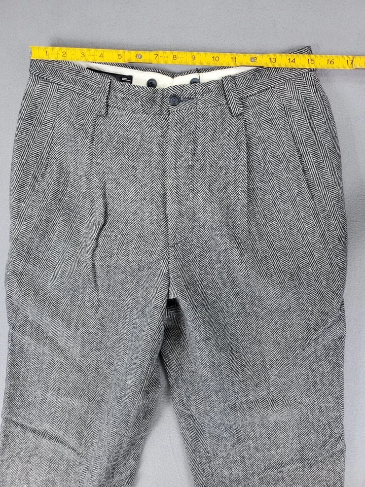 Vintage Gap Pants Mens 32x26 Gray 100% Wool Dress Trousers Suspender Buttons USA - Image 4 of 4