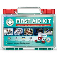295 Pieces Professional First Aid Kit - HardCase First Aid Box - Contains Pre...