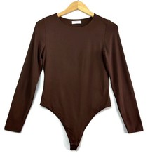 Babaton Aritzia Contour Crew Long Sleeve Bodysuit Brown Women's Size Large