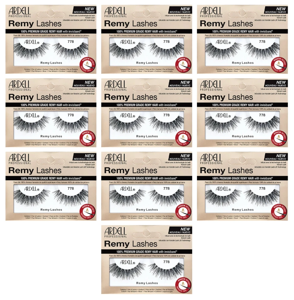 Lot 10 Pairs ARDELL Remy Lashes 778 Premium-Grade False Eyelashes Black - Image 1 of 2