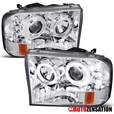 Fit 1999-2004 Ford F250 F350 Excursion LED Halo Projector Headlights Lamps 99-04