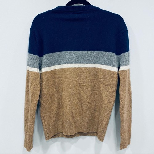 J.CREW Men M Rugged Merino Wool Colorblock Crewneck Striped Sweater Preppy Golf - Picture 2 of 16