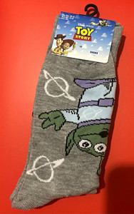 Disney Pixar Toy Story Buzz Lightyear Crew Socks Gray One Size