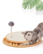 Natural Sisal Cat Scratcher Pad with Ball Track - Interactive Toy for Kittens