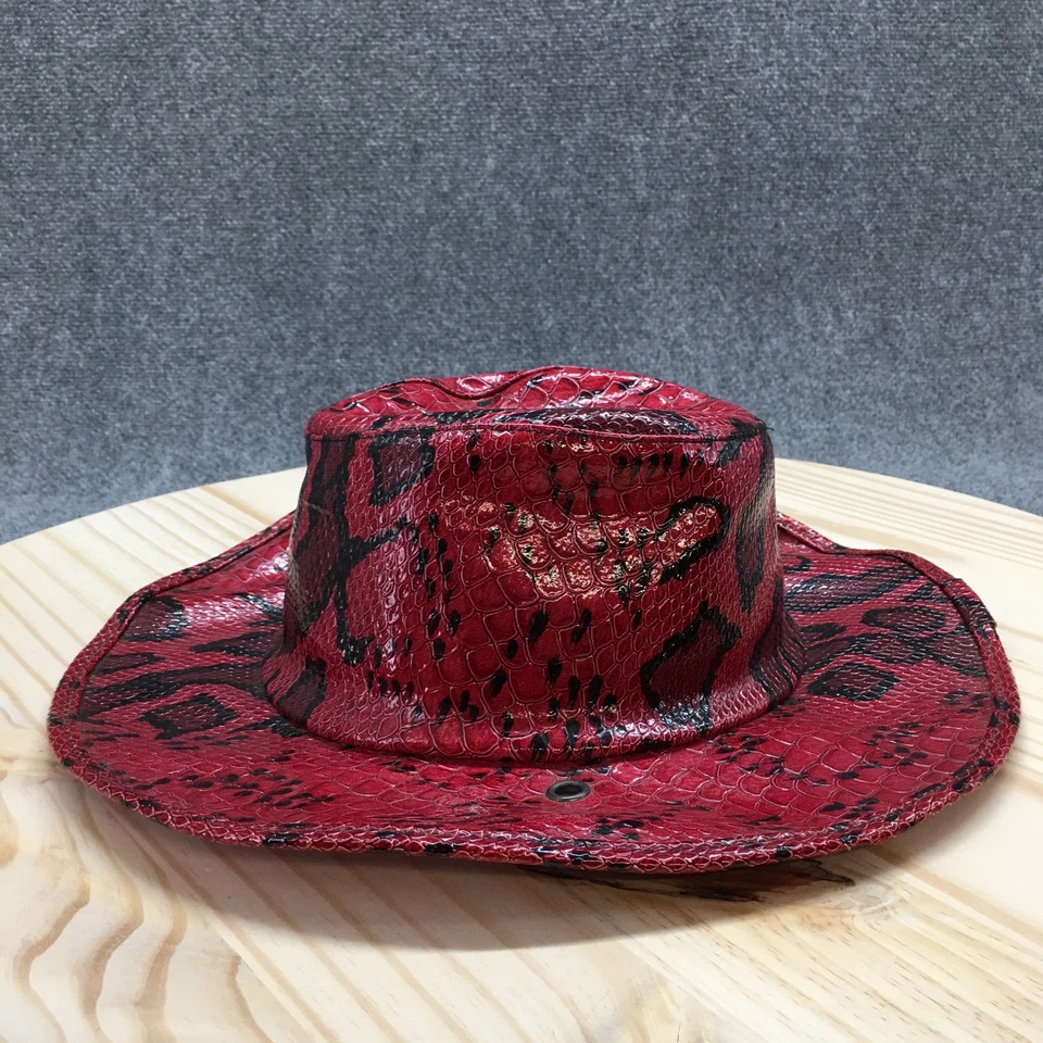 Sombrero de vaquero de piel de serpiente D&Y New York para mujer negro rojo talla única ala ancha poliéster Foto 4 de 4