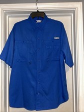 Columbia PFG Men's Blue Short Sleeve Fishing Shirt Size M/M