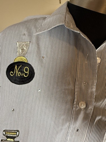 Vintage Las Olas Embroidered Striped Button Down Shirt Perfume Heels Rhinestones - Picture 4 of 7