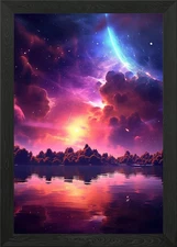 Vibrant Cosmic Landscape Framed Wall Art Poster Canvas Print Picture