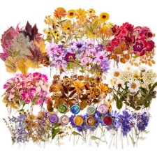380 Pcs Pressed Flower Sticker Set Dried Flowers Themed Resin