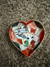 Antique Japanese Kutani Porcelain Heart Plate , small