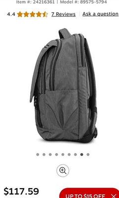 #ad Samsonite Modern Utility Paracycle Backpack Solid Charcoal Heather 89575 $65.00