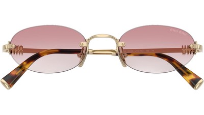 MIU MIU MU A54S ZVN70O Pale Gold Pink Gradient Oval Rimless