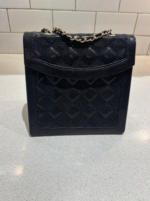 Purse Style Black Quilted Stash Bag Jewelry Box With Gold Chain Handle
