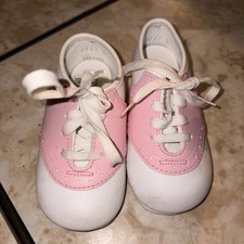 Oxford Saddle Shoes Light Pink White Baby Size 4 Infant Toddler Child USA Vtg