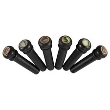 6 Stuecke Schwarz Ebenholz  Gitarre Bruecke Knochen Pins Set mit Gruenen Ab1898