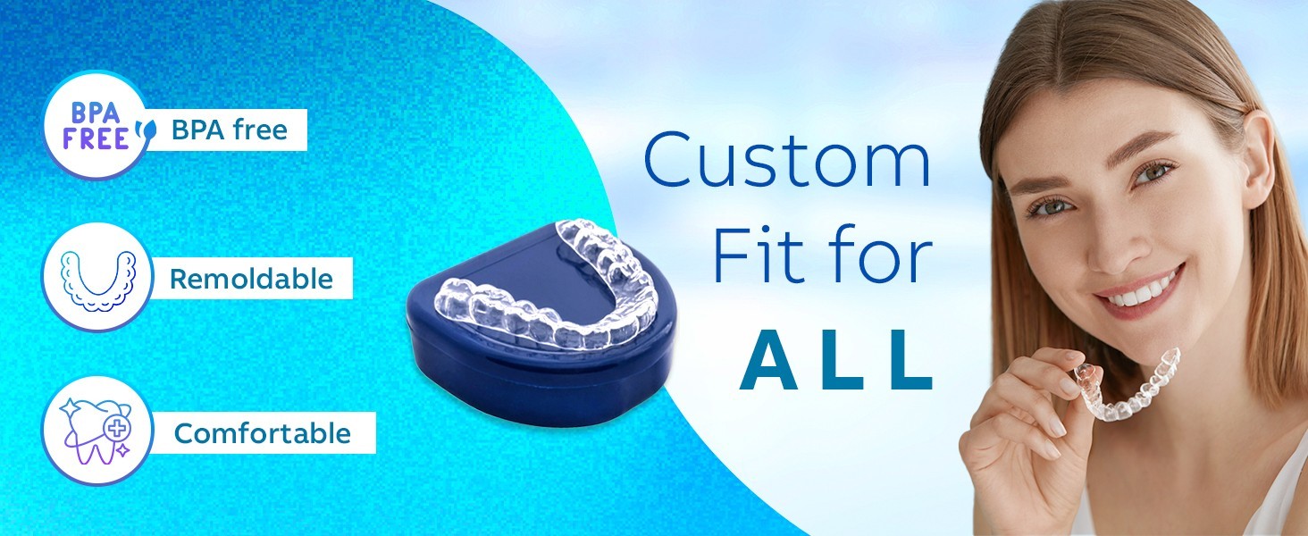 Dental Night Guard Mouthpiece Teeth Grinding & Clenching Relief + Cleaning Tabs